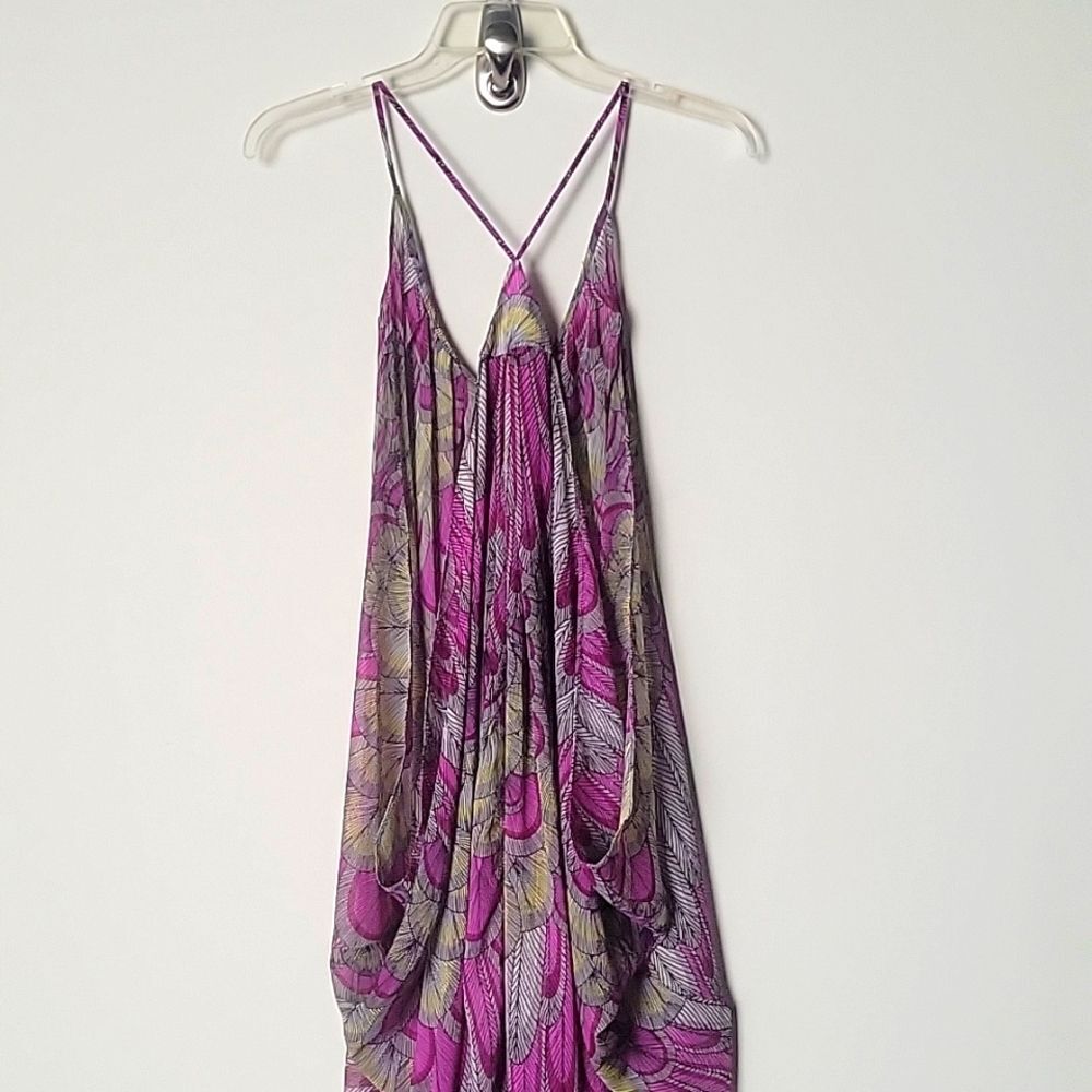 NWT Mara Hoffman Feather Pink Peacock Sheer Long Beach Swim Cover Up Sexy Boho - Picture 7 of 12